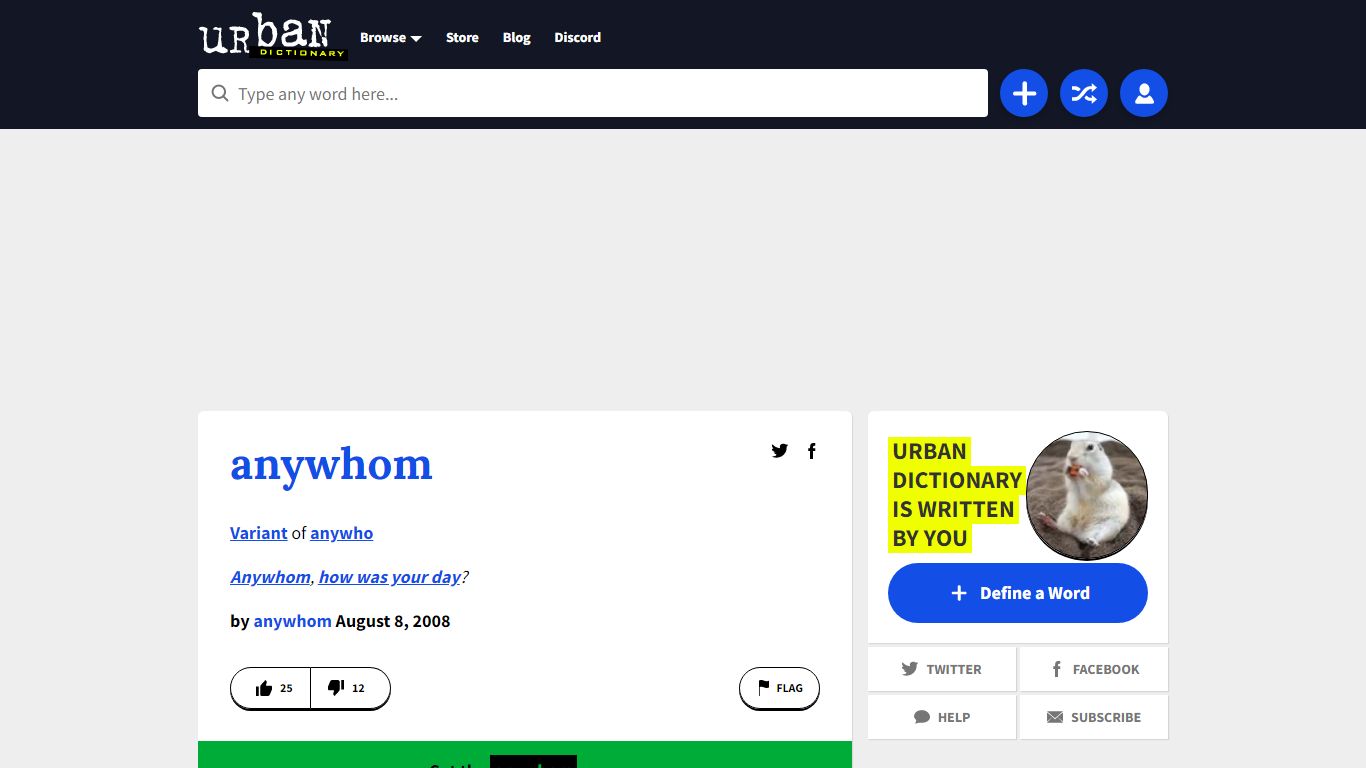 Urban Dictionary: anywhom